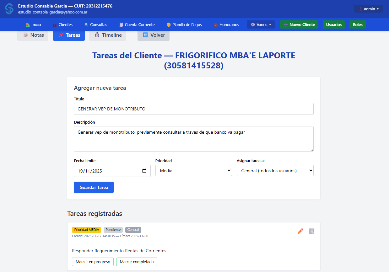 Selección de cliente